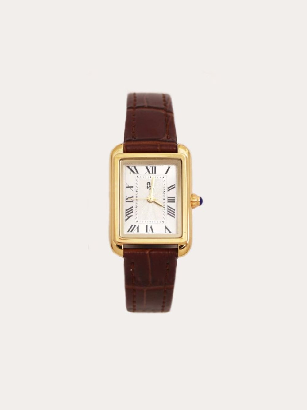 NWB  Petite Moments Paloma Watch Brown Croc Leather Band Gold Rectangle Face